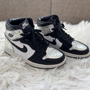 Nike Air Jordan Black and Metallic Silver Sneakers